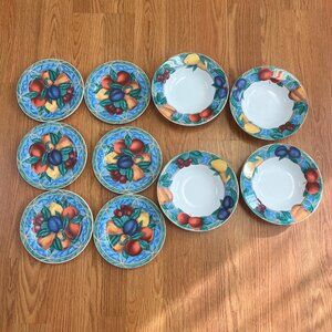 Casual Victoria & Beale Forbidden Fruit Porcelain Salad Plates 6, soup bowls 4